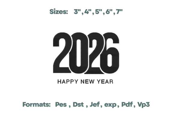 2026 Happy New Year Embroidery Art