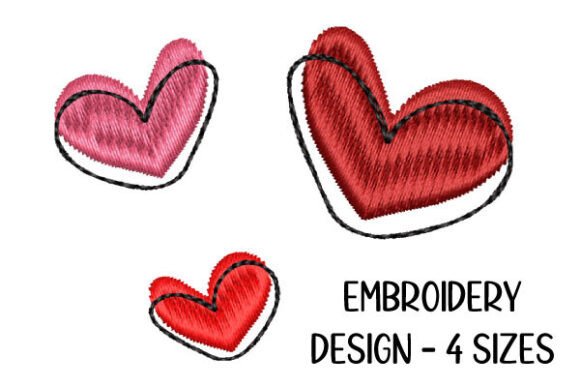 3 Hearts Full Stitch Embroidery Design