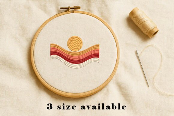 Abstract Sun Waves Embroidery Design