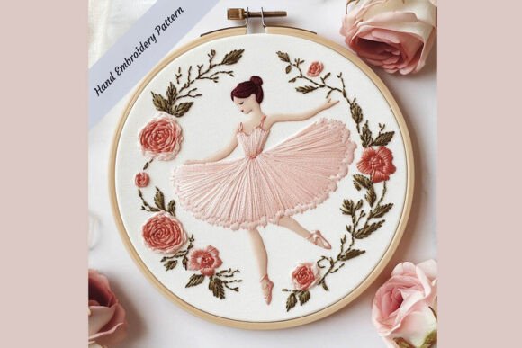 Ballerina Hand Embroidery Floral Pattern