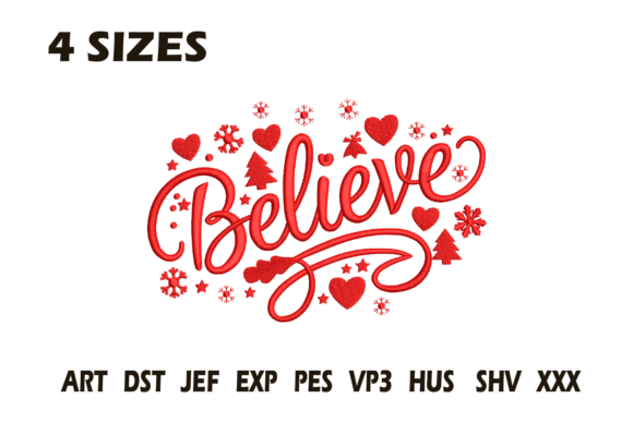 Believe Christmas Embroidery Design