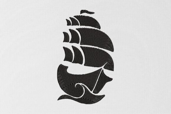 Black Ship Embroidery Design