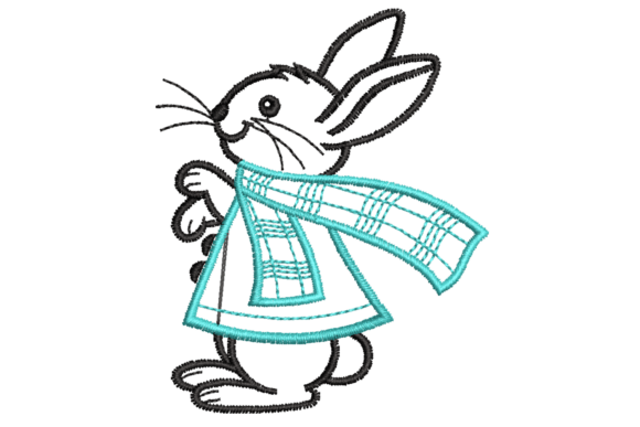 Cartoon Bunny with Scarf Embroidery