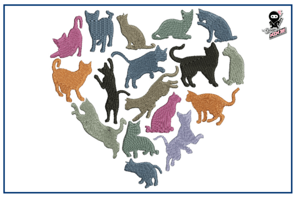 Cats Heart Embroidery
