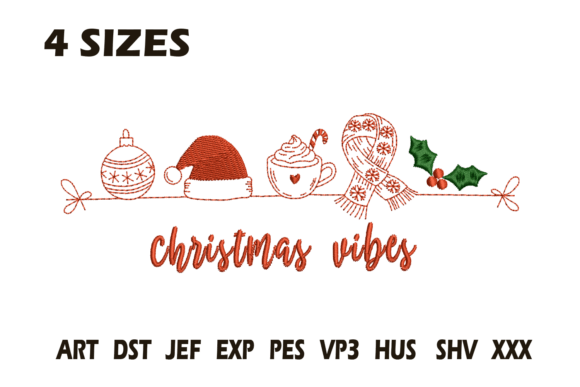 Christmas Vibes Redwork Embroidery