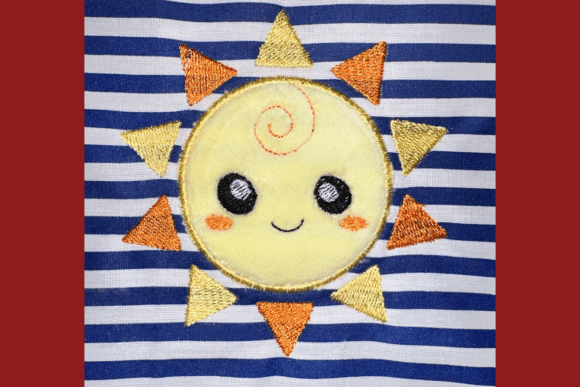 Cute Sun Machine Embroidery Applique