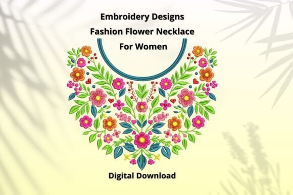 Flower Necklace Embroidery Design