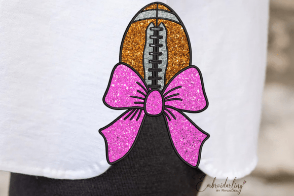 Football Side Bow Applique Embroidery