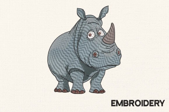 Funny Rhino Embroidery Design