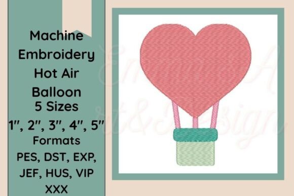 Heart Hot Air Balloon Machine Embroidery