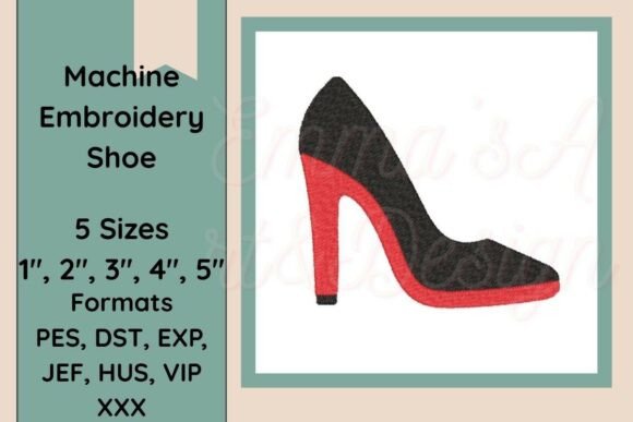 High Heel Shoe Machine Embroidery Design