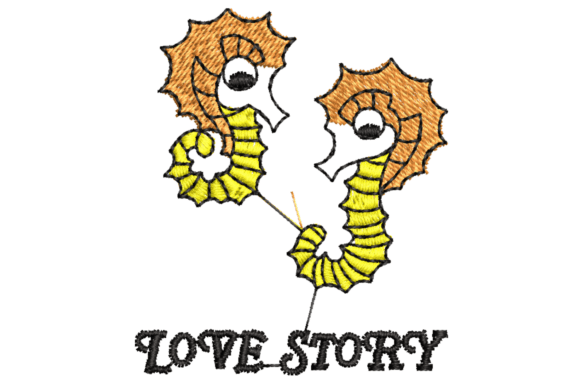Intertwined Seahorses Embroidery Design