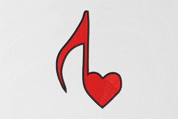 Love Music Note Embroidery Design