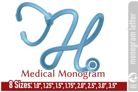 Medical Embroidery Monogram Letter - H