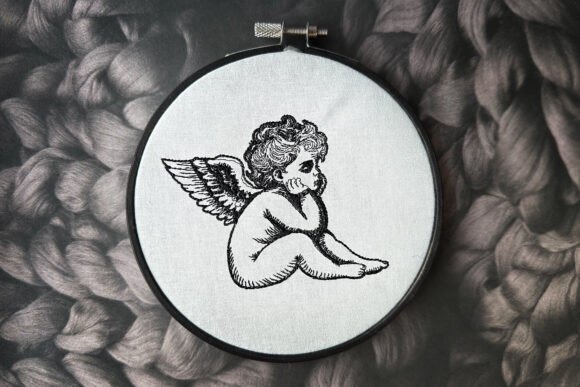 Sad Baby Angel Machine Embroidery Design