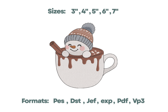 Snowman in Hot Cocoa Embroidery Design