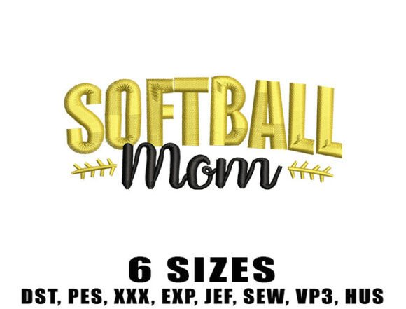 Softball Mom Life Embroidery Design