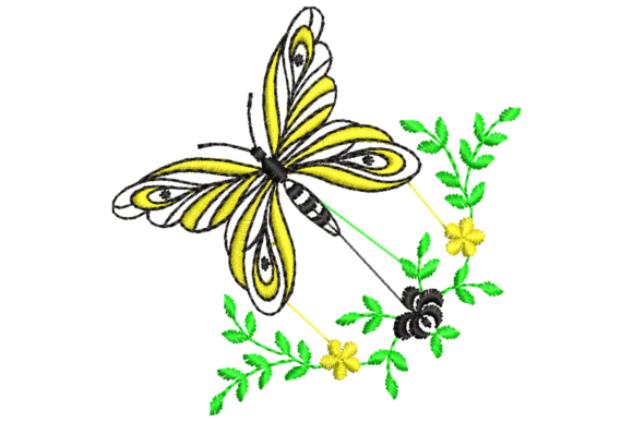 Yellow and Black Butterfly Embroidery